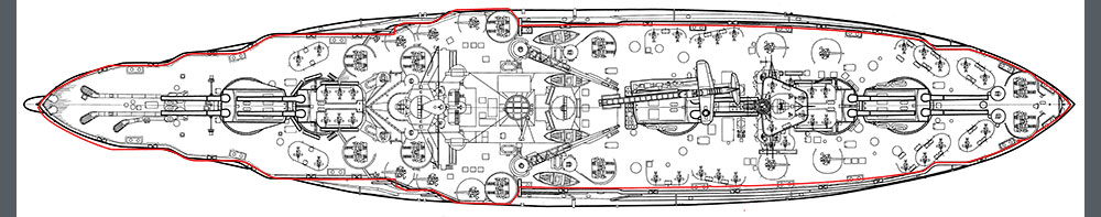 Trumpeter 1/350 USS Texas 1944 deck layout comparison
